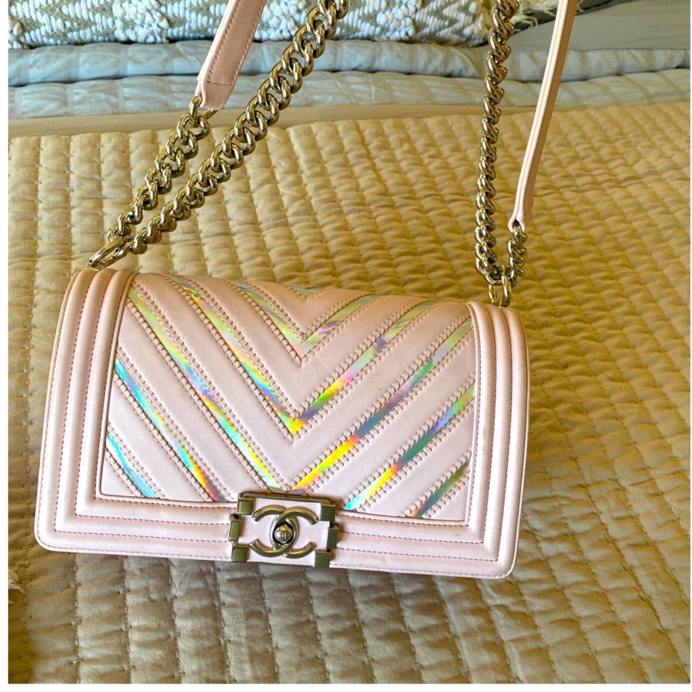 Chanel iridescent chevron boy bag